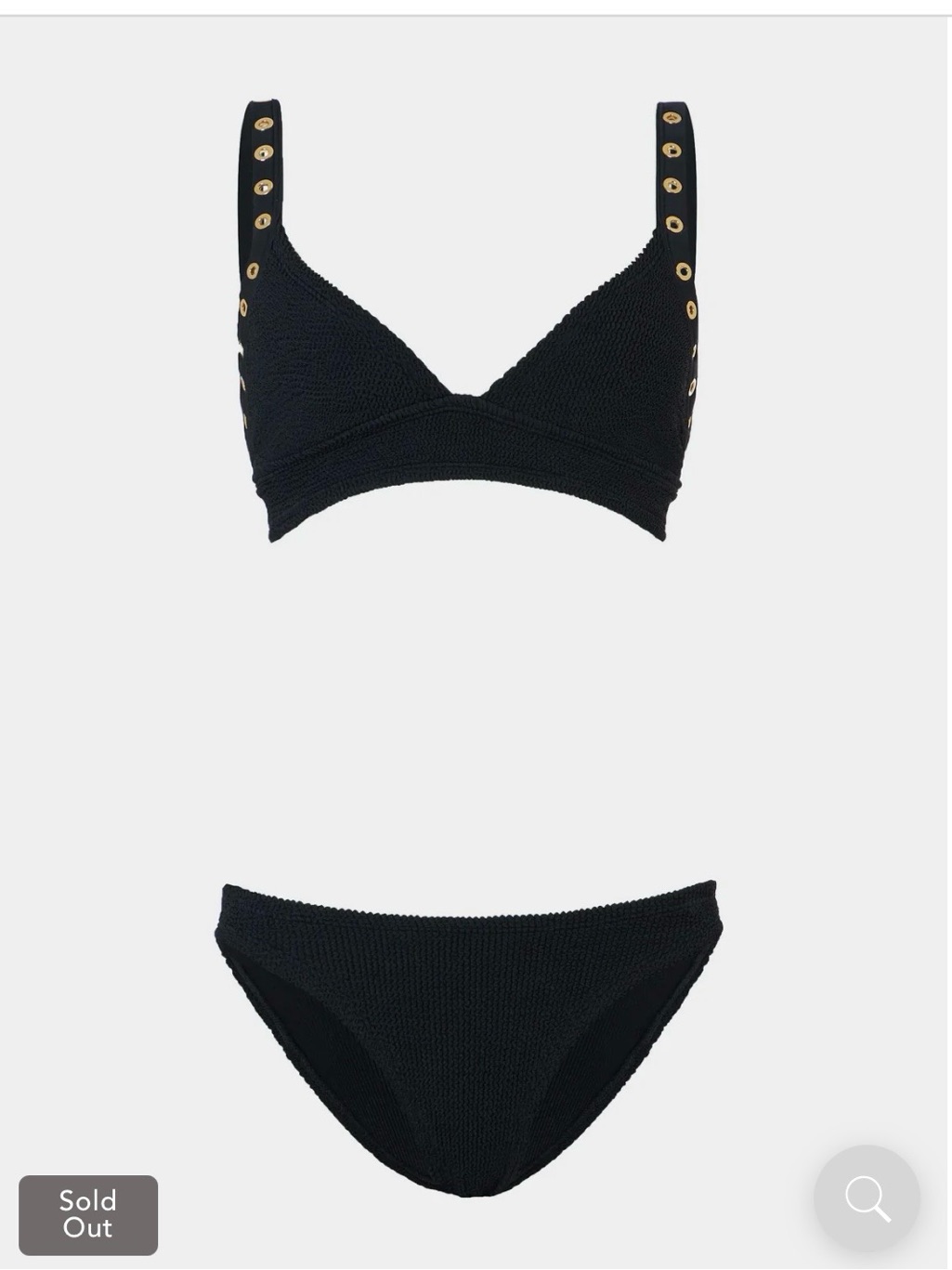 Hunza G Tessa Black Bikini Set With Gold Rivets Accents